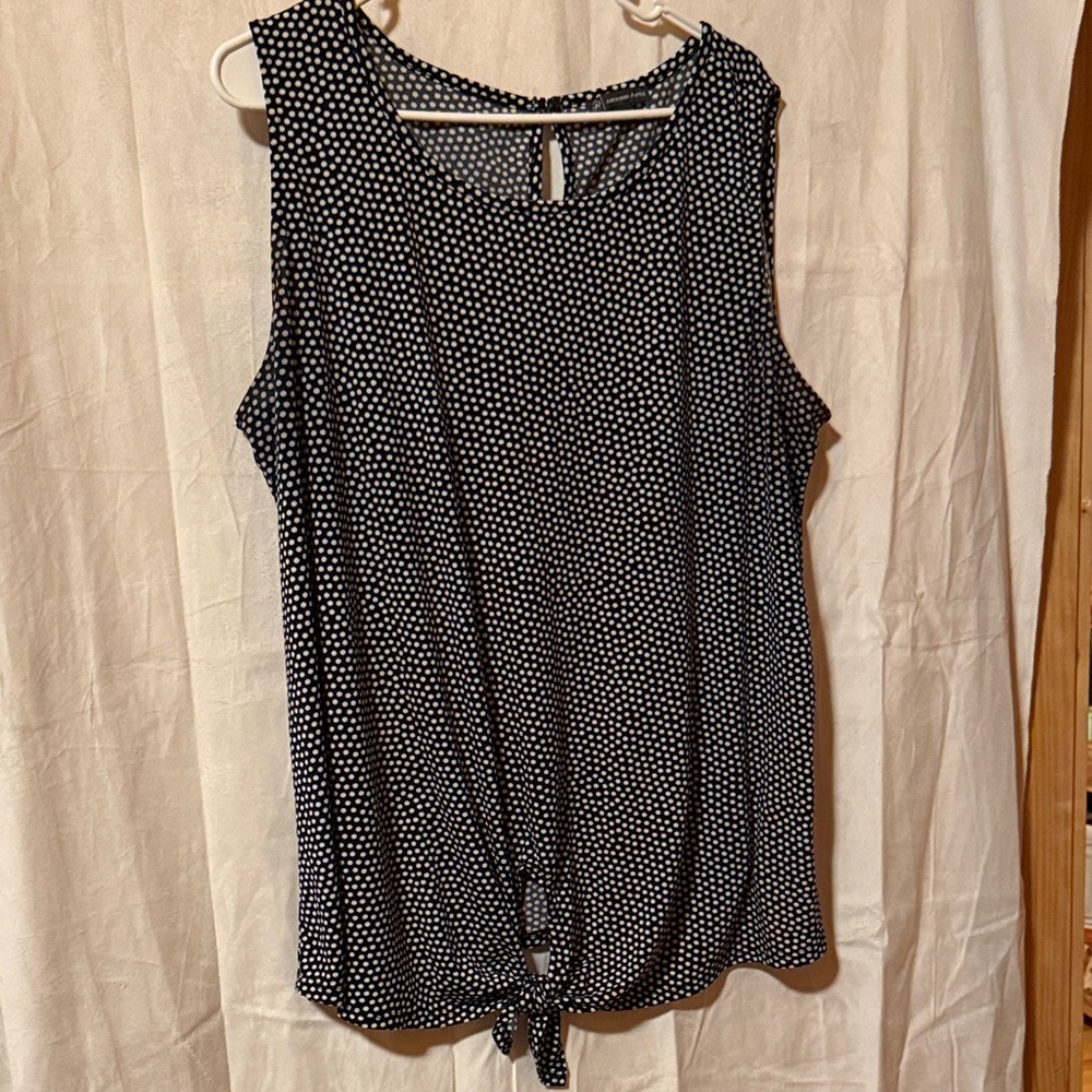 10-Adrianna Papell Navy and White Polka Dot Tank Top